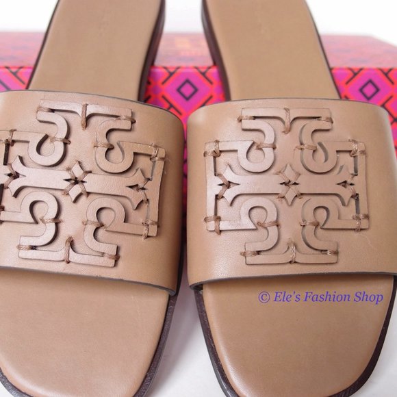 ❤️ NIB Tory Burch Ines Slide Leather Sandal Almond Flour 6.5 7 8 8.5 9 9.5 10 - Picture 8 of 16